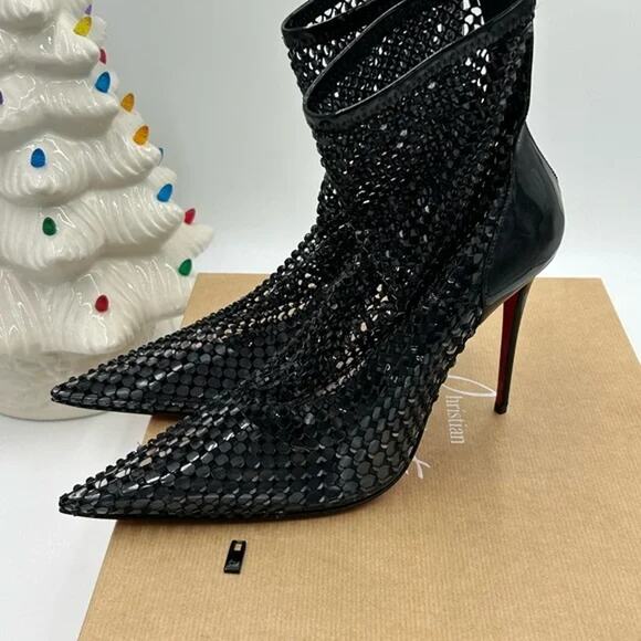 Women's Christian Louboutin, Kate Max 100 crystal embellished mesh/patent 40 - Picture 2 of 10